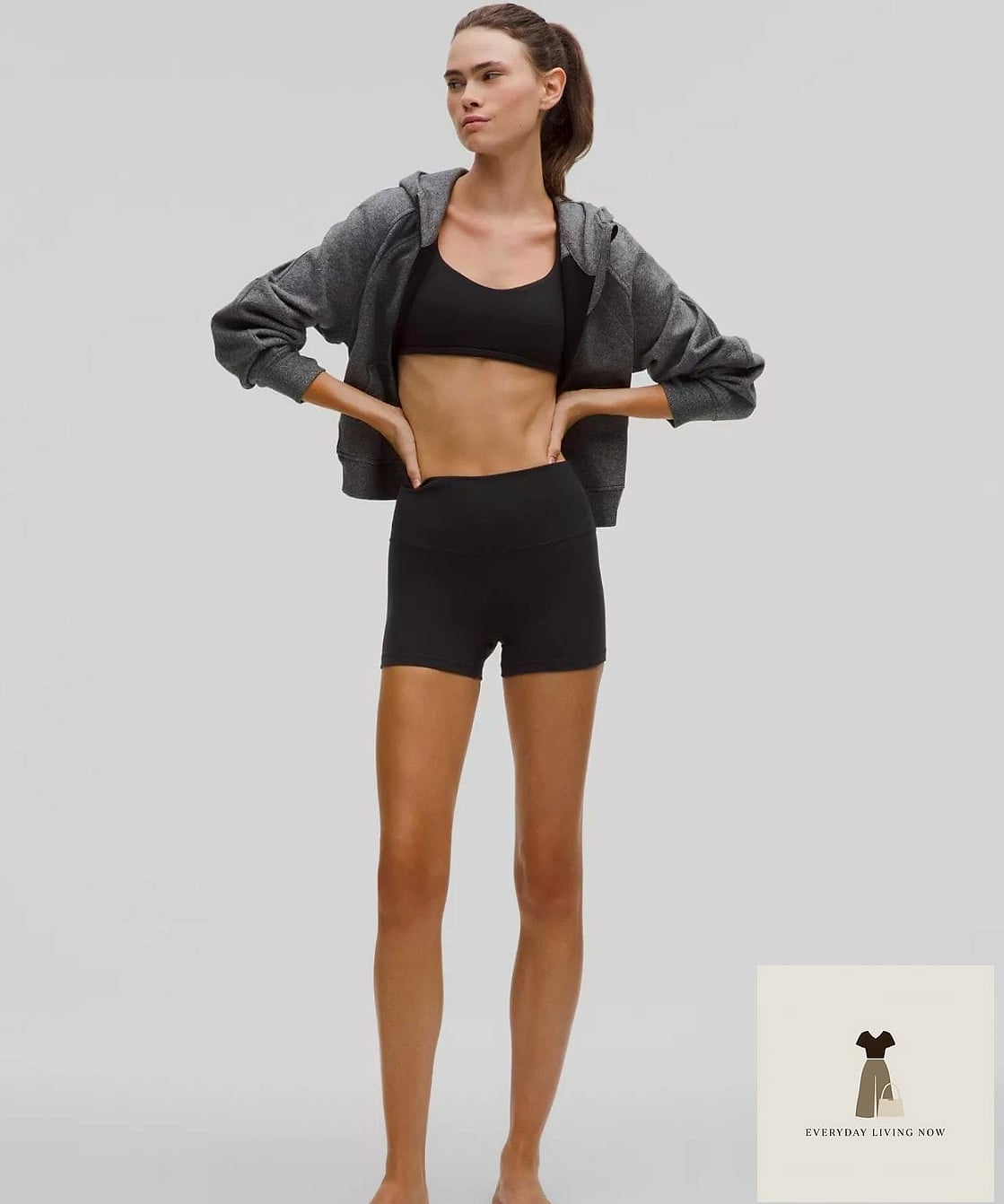 24 Lululemon Outfit That Every Stylist Needs to See 14 Align Shorts and an Oversized Button-Down