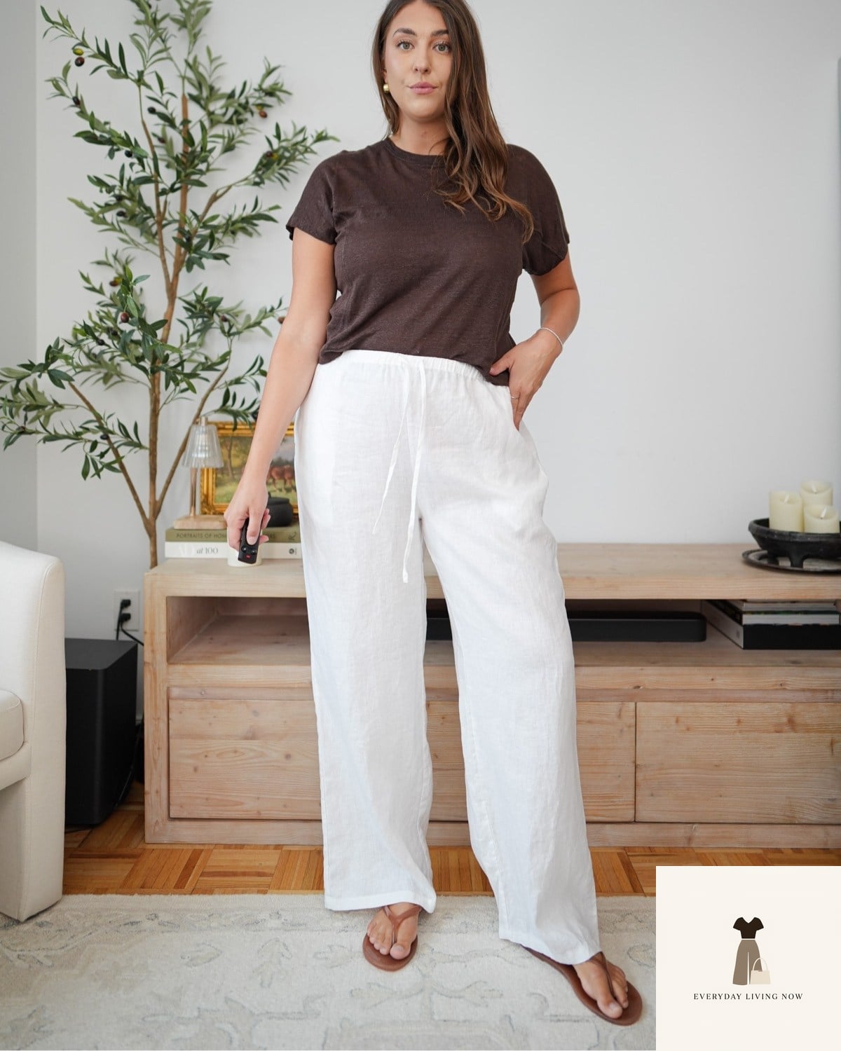 AMAZHIYU LINEN DRAWSTRING FLOWY WIDE LEG PANTS