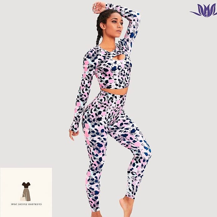 Animal Print Leggings with a Solid Bra