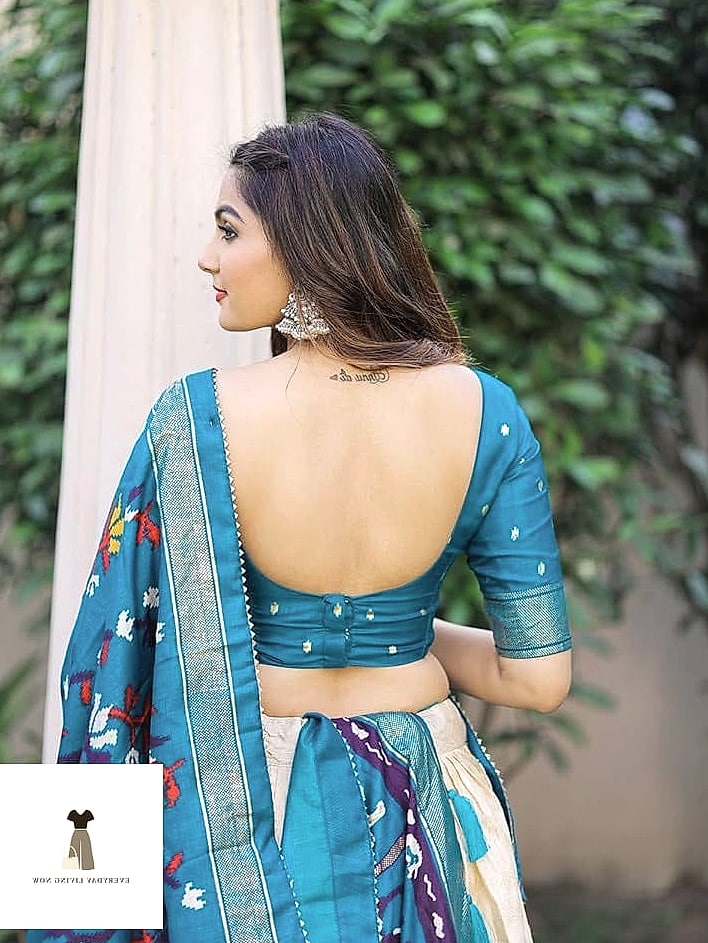 Backless Choli With Flared Skirt