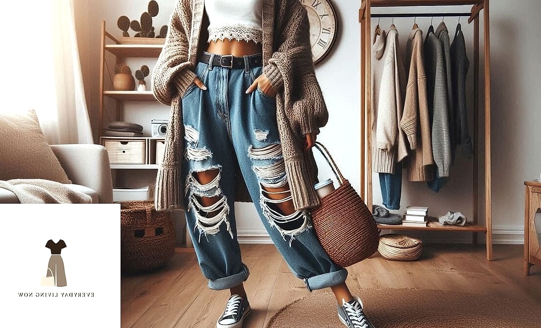 Baggy Jeans With a Cropped Cardigan and Chunky Loafers