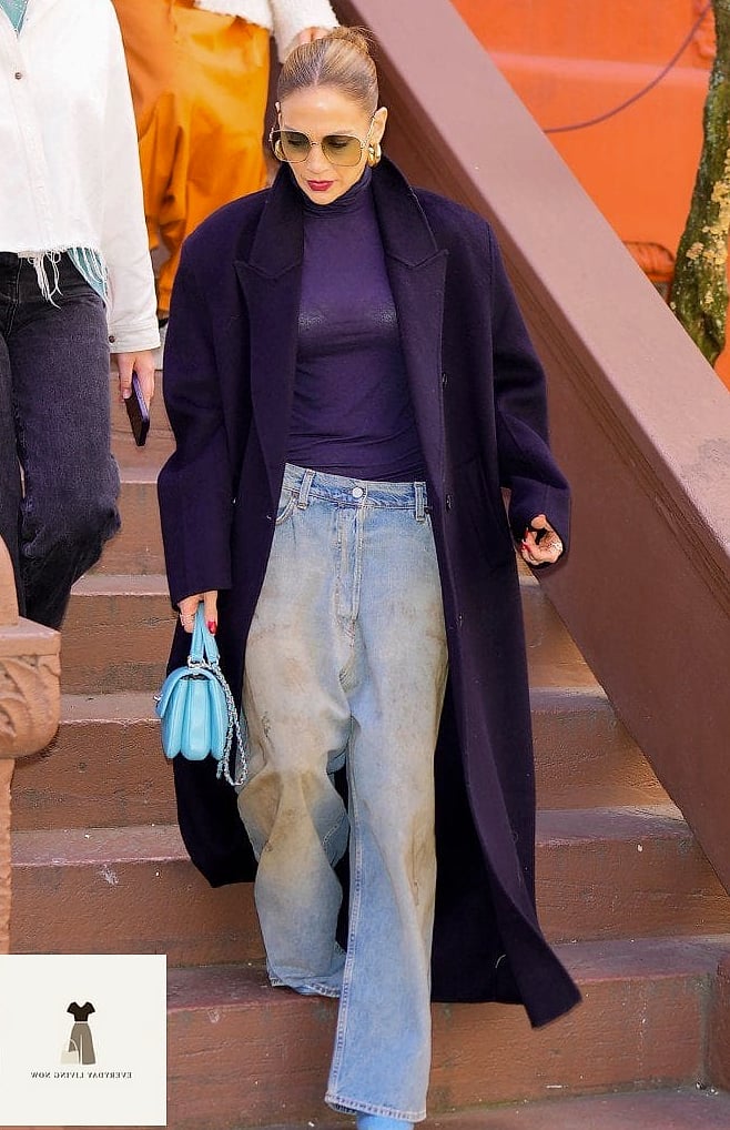 Baggy Overalls Over a Turtleneck
