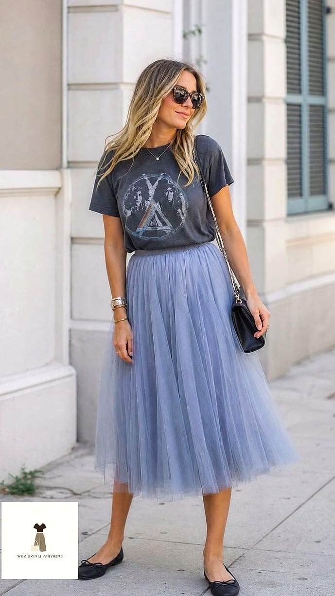 Ballet Flats with a Midi Skirt for Effortless Femininity