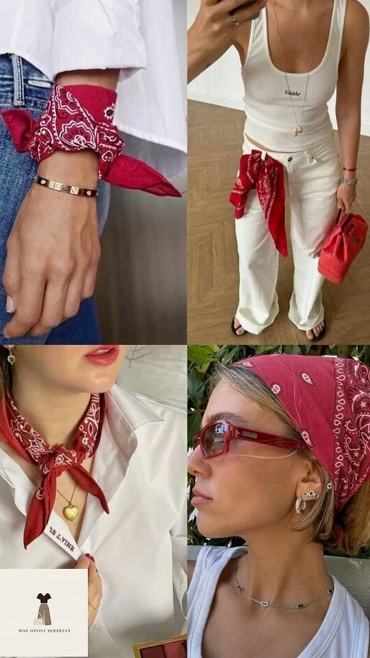 22 Bandana Outfit Worth Pinning Immediately 11 Bandana Tied to a Crossbody Bag
