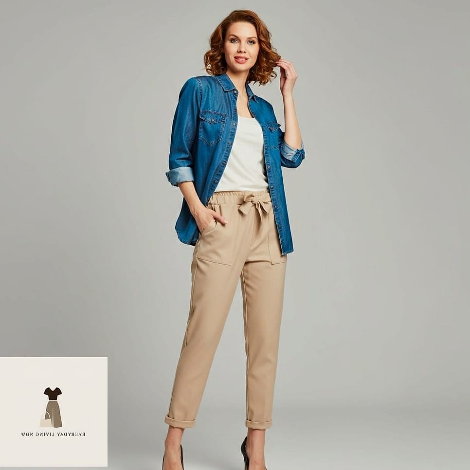 30 Beige Pants Outfit You Need to Try Next 24 Beige Pants with a Denim Button-Down