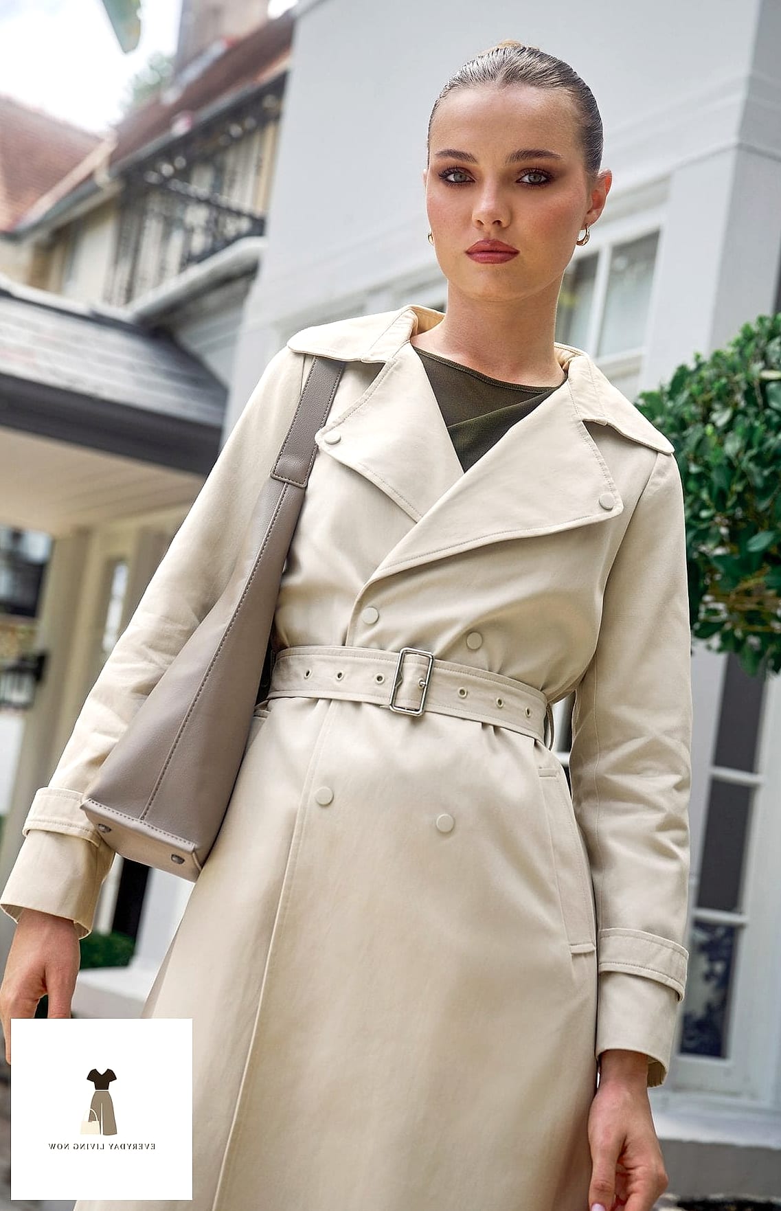 Belted Trench With a Slip Dress