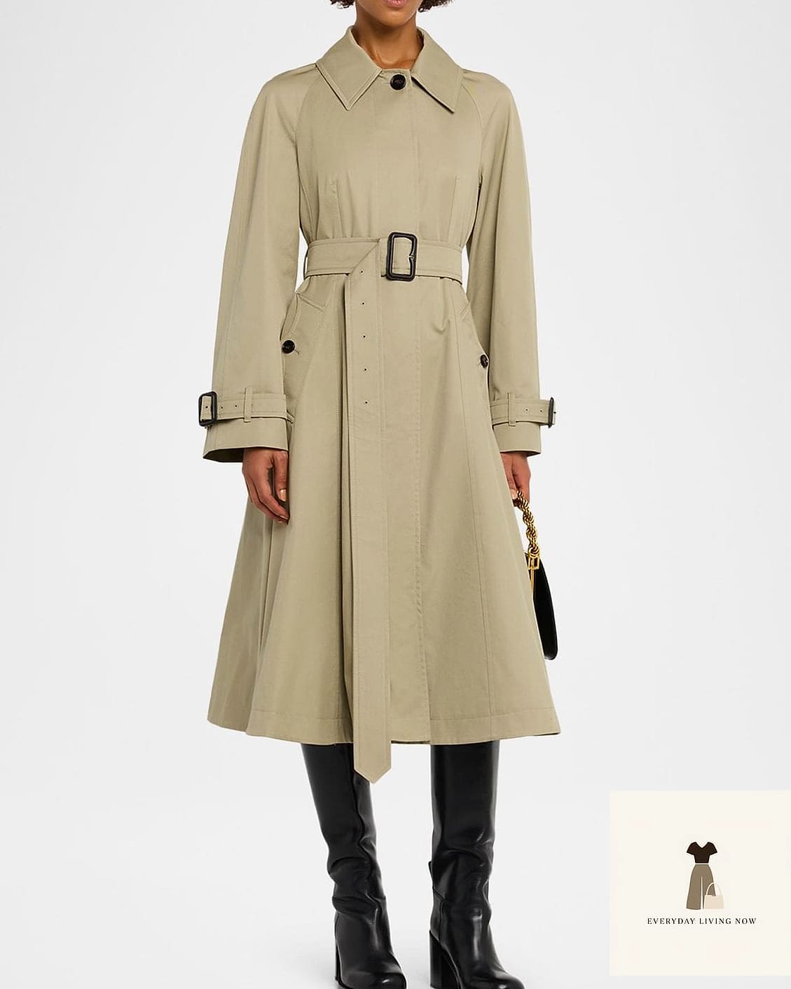 Belted Trench With Flare Jeans