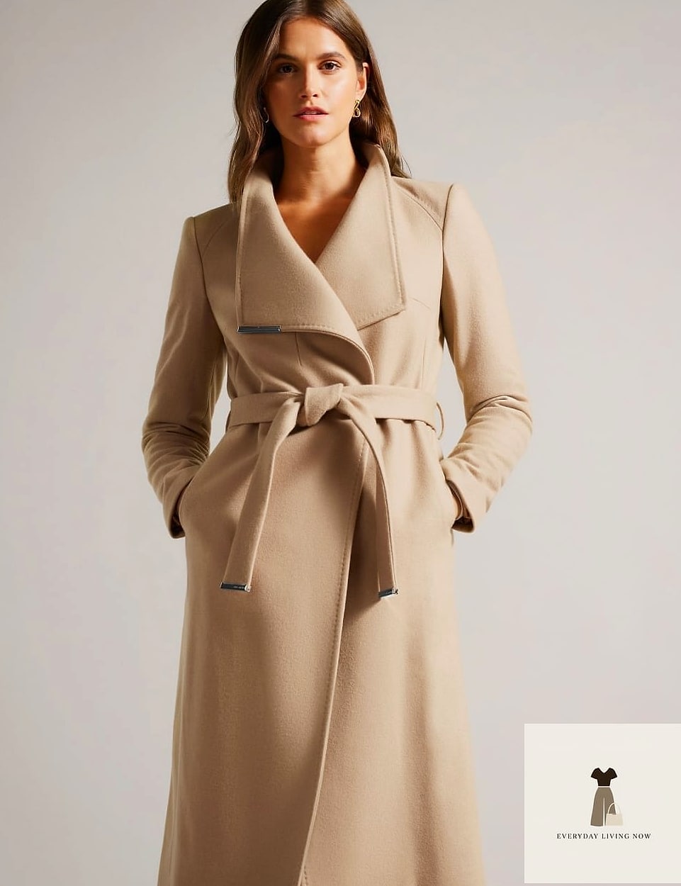 Belted Wrap Coat Over Leggings