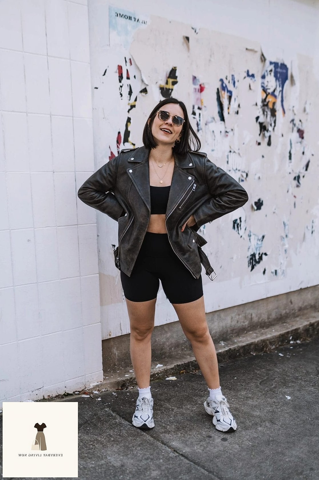 Biker Shorts Under an Oversized Tee