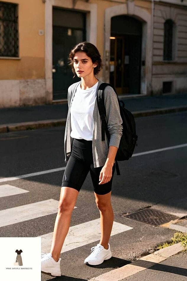 Biker Shorts with a Cardigan