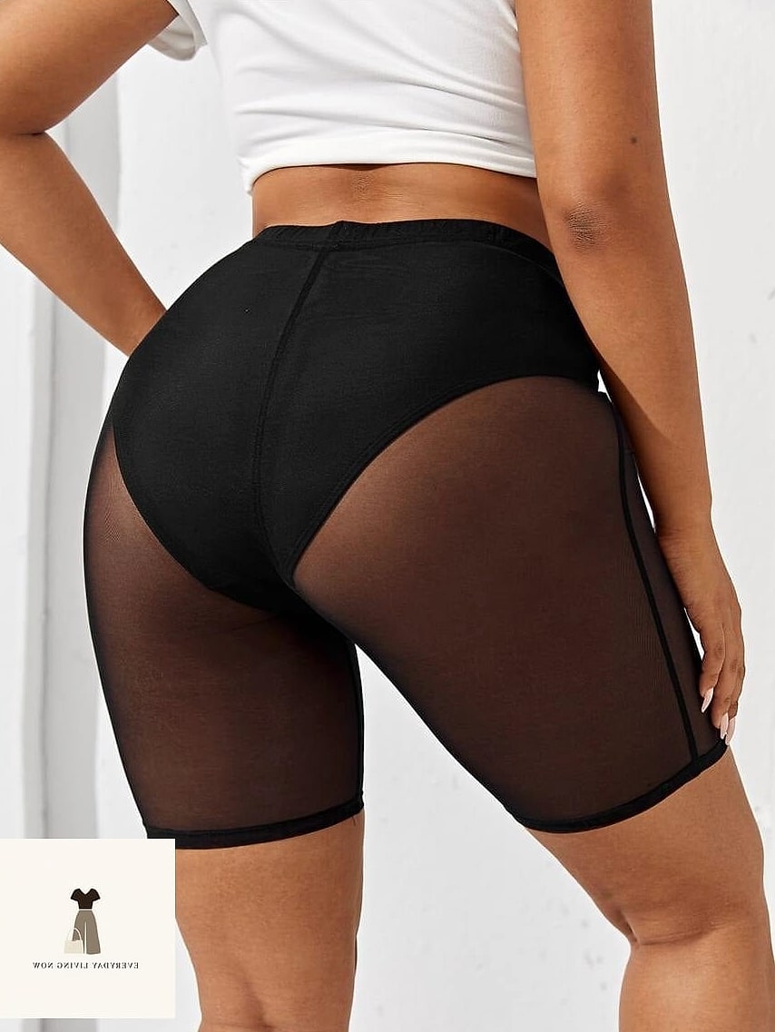 Biker Shorts with a Sheer Overlay Top