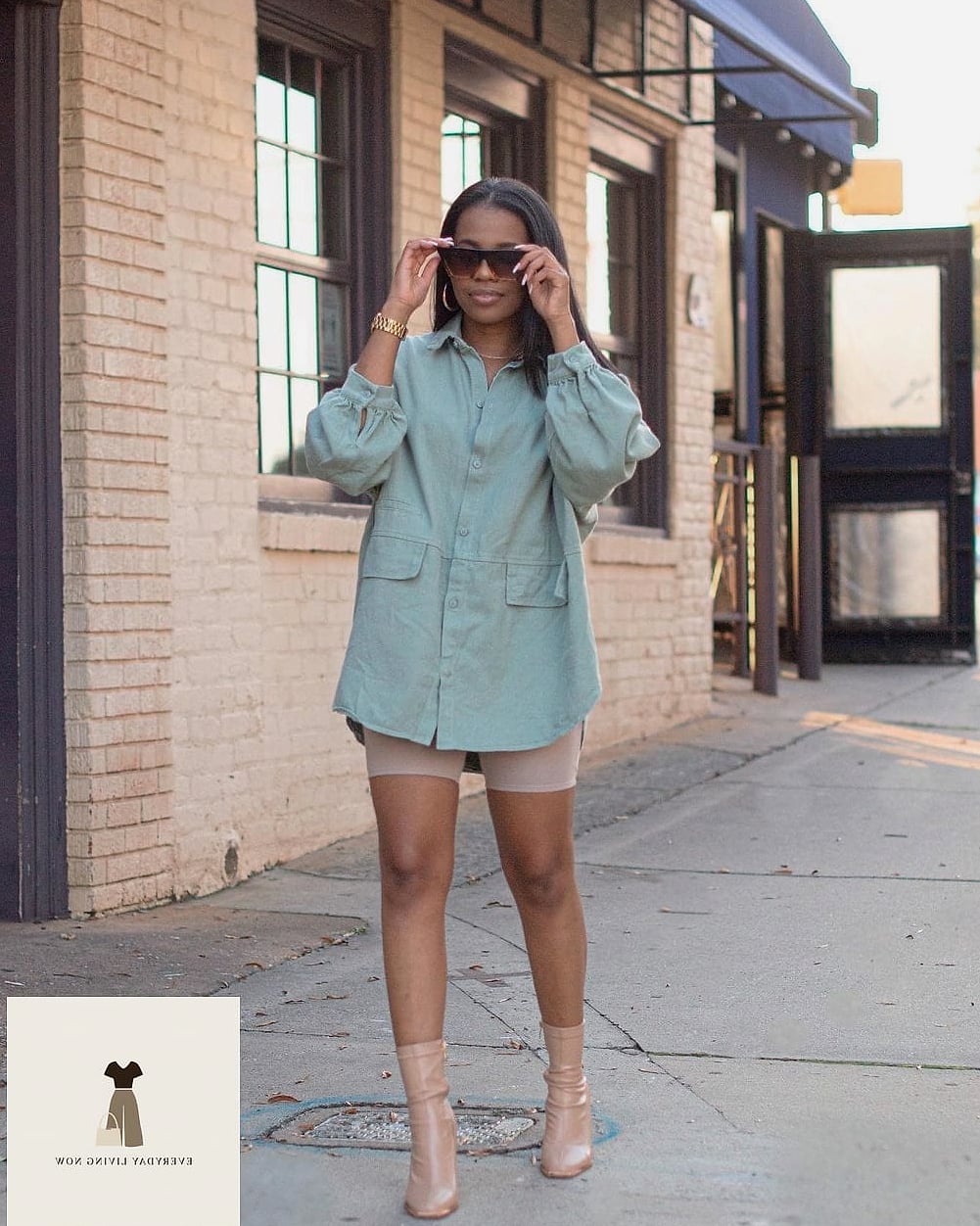 Biker Shorts with a Denim Skirt Layer