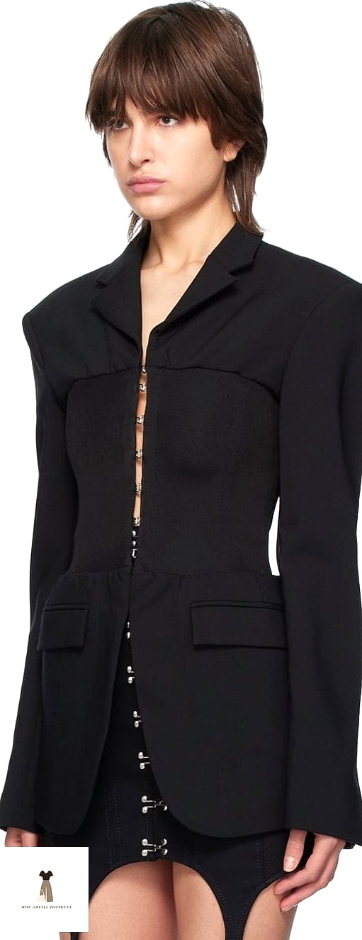 25 Black Blazer Outfit That Are Breathtakingly Beautiful 20 Black Blazer with Corset Top and Leather Mini Skirt for Night Out