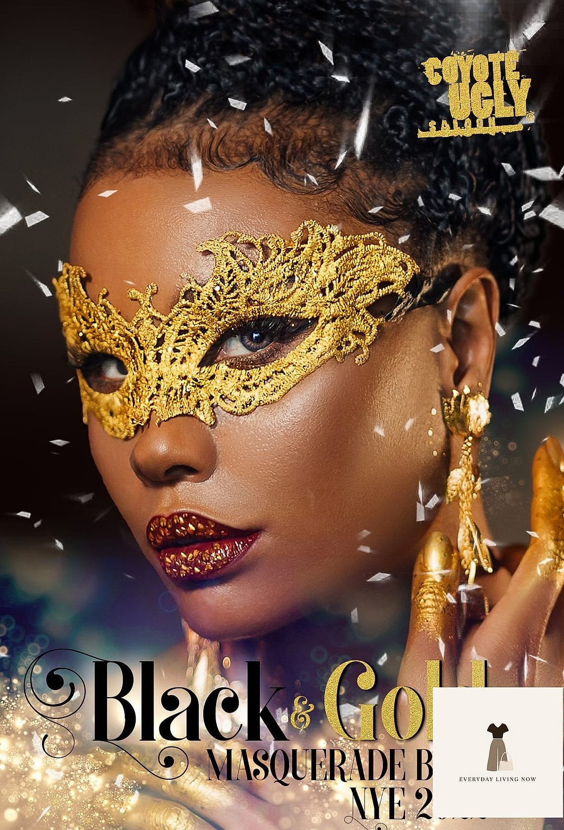 25 Masquerade Outfit Ideas You Need to Try Next 14 Black and Gold Houndstooth Blazer Dress
