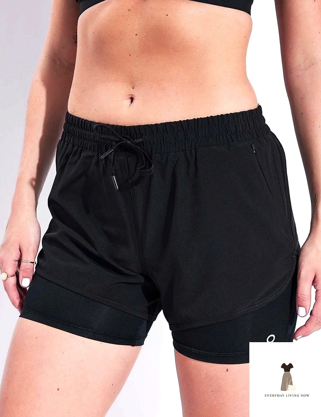 30 Black Shorts Outfit Every Woman Needs to See 7 Black Running Shorts With a Sports Bra Set