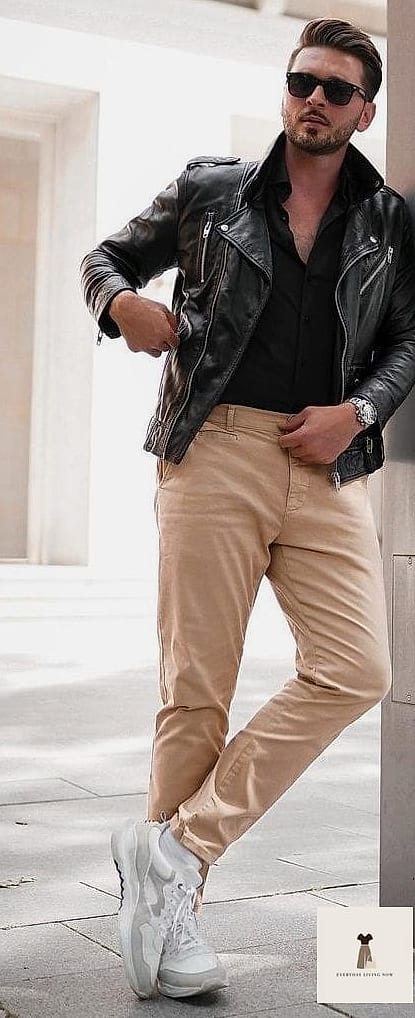 23 Black Shirt Outfit Worth Bookmarking Right Now 16 Black Shirt with a Leather Jacket and Mini Skirt