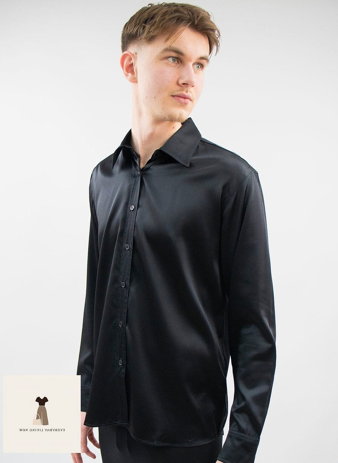 23 Black Shirt Outfit Worth Bookmarking Right Now 13 Black Silk Shirt for a Night Out