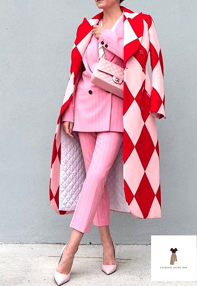 Bright Coat Over Head-to-Toe Black