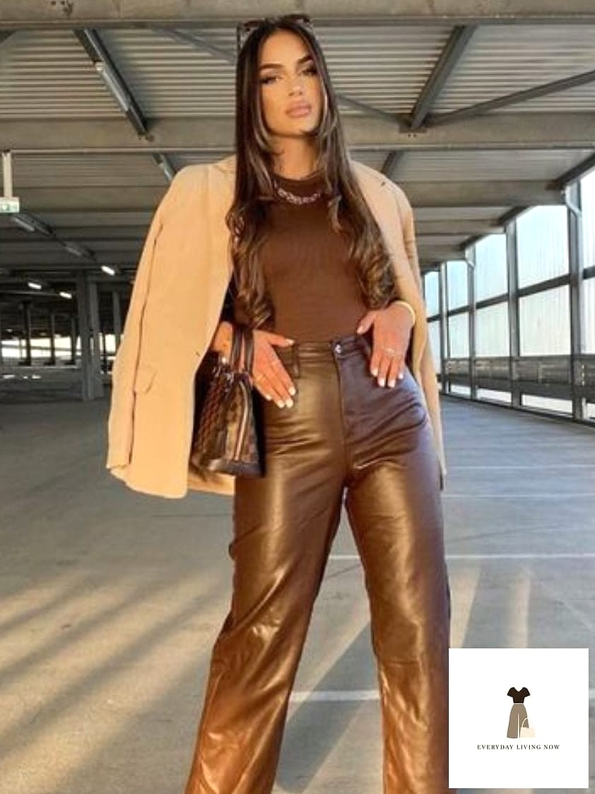 Brown Leather Pants and a Crop Top