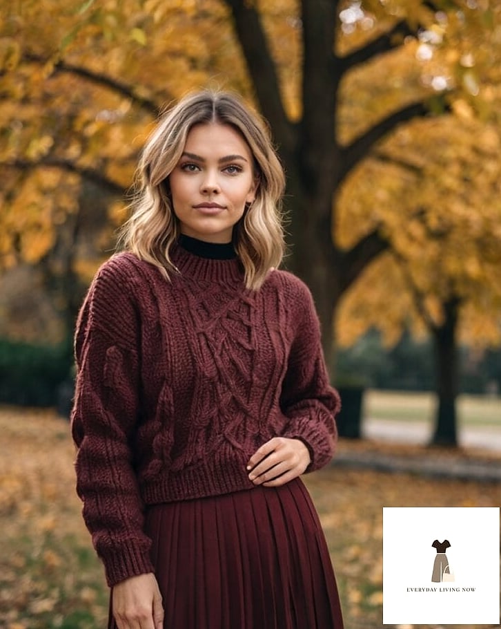 21 Outfit Winter That Are Dreamy and So Inspiring 9 Burgundy Midi Skirt with Knee-High Boots