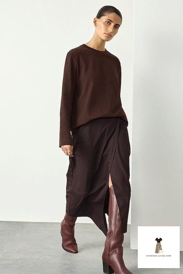 Burgundy Midi Skirt for the Office