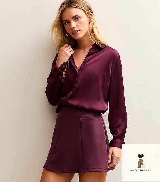 Burgundy Mini Skirt with Chunky Boots