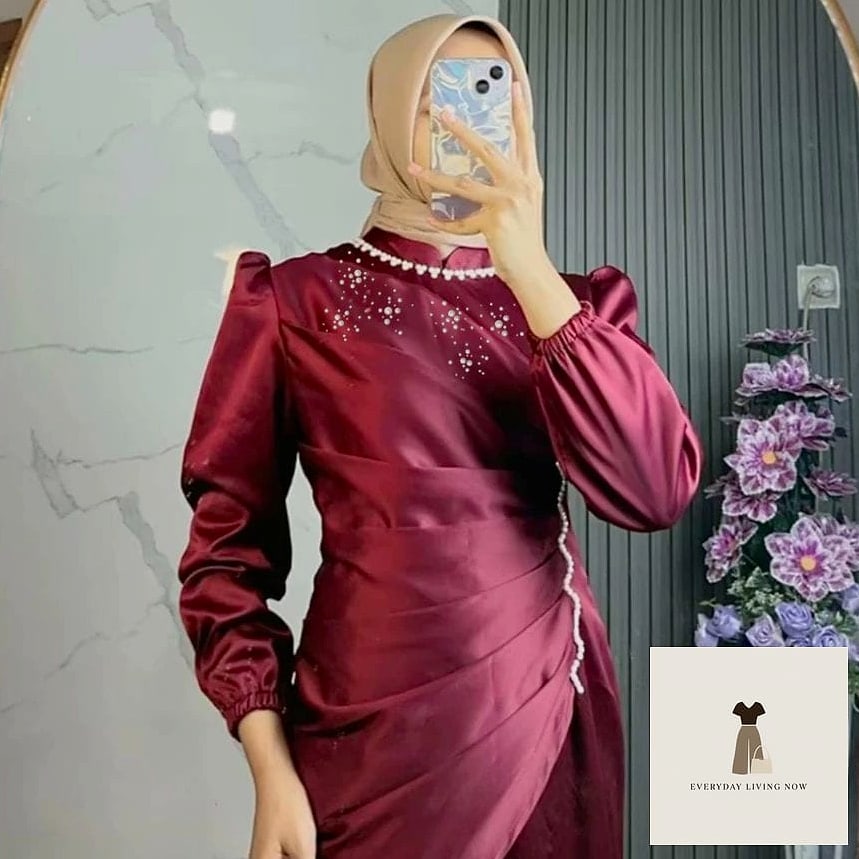 Burgundy Velvet Dress for Evening Eid Gatherings