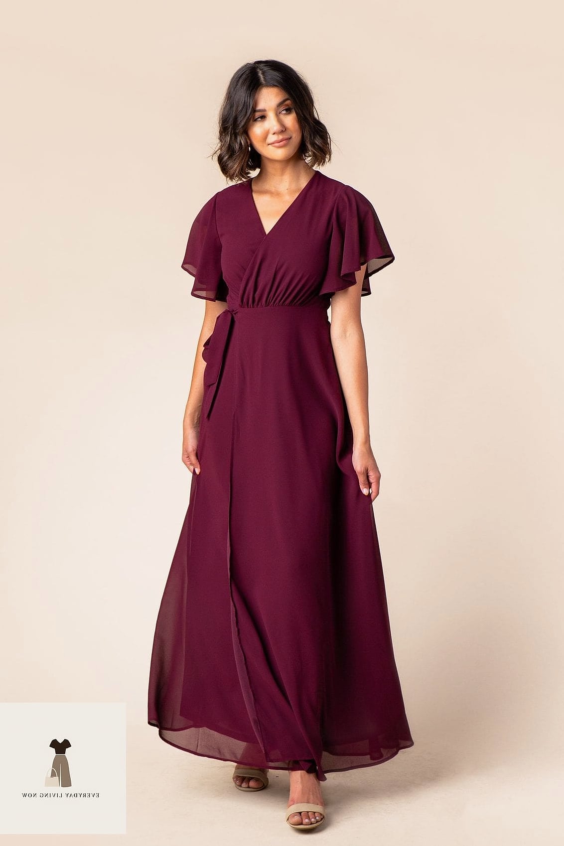 Burgundy Wrap Dress for Date Night