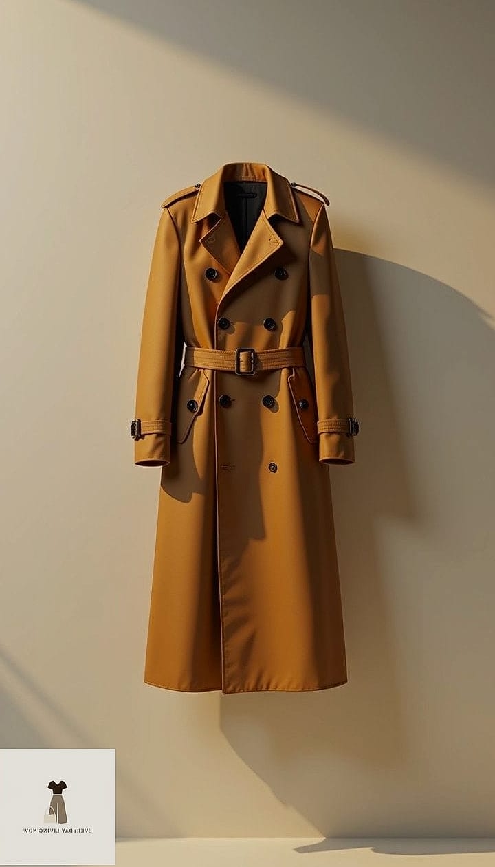 Camel Trench Coat Over a Party Dress