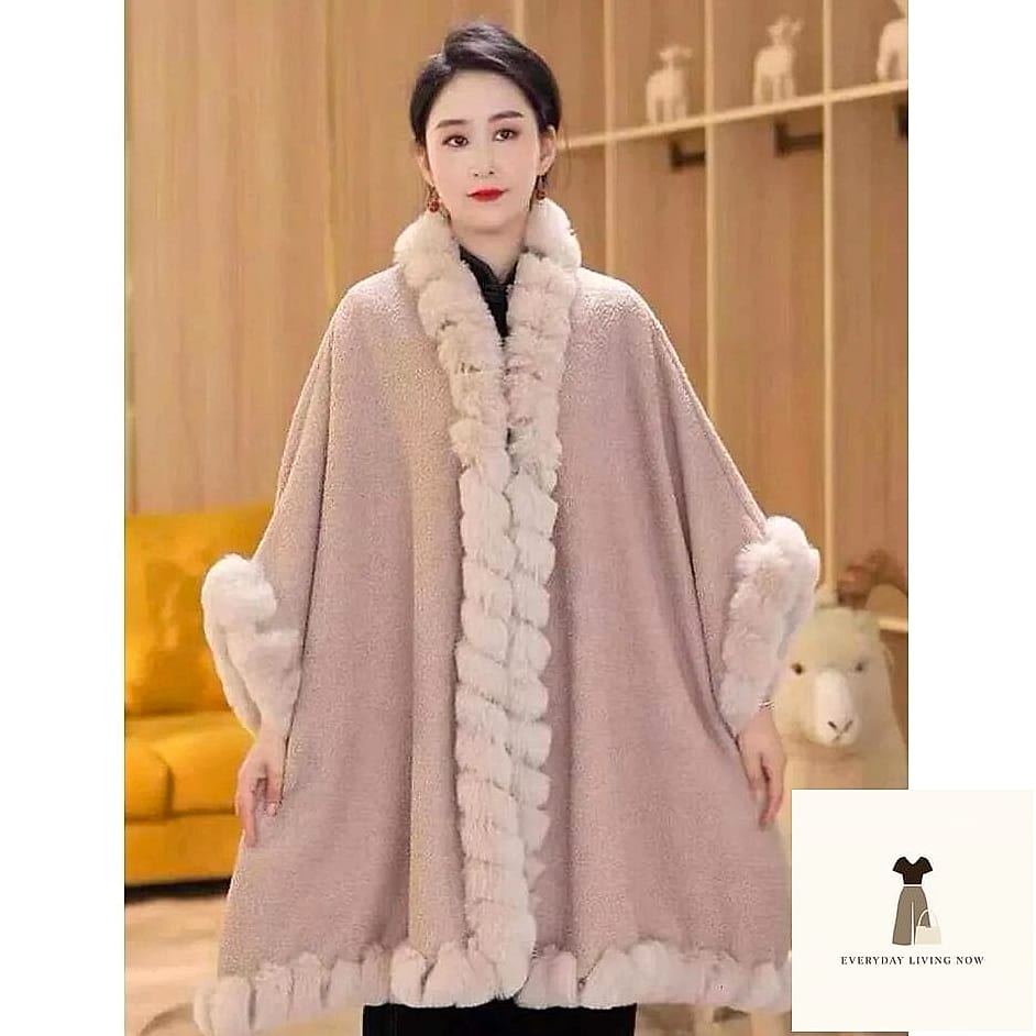 Cape Coat Over a Wrap Dress