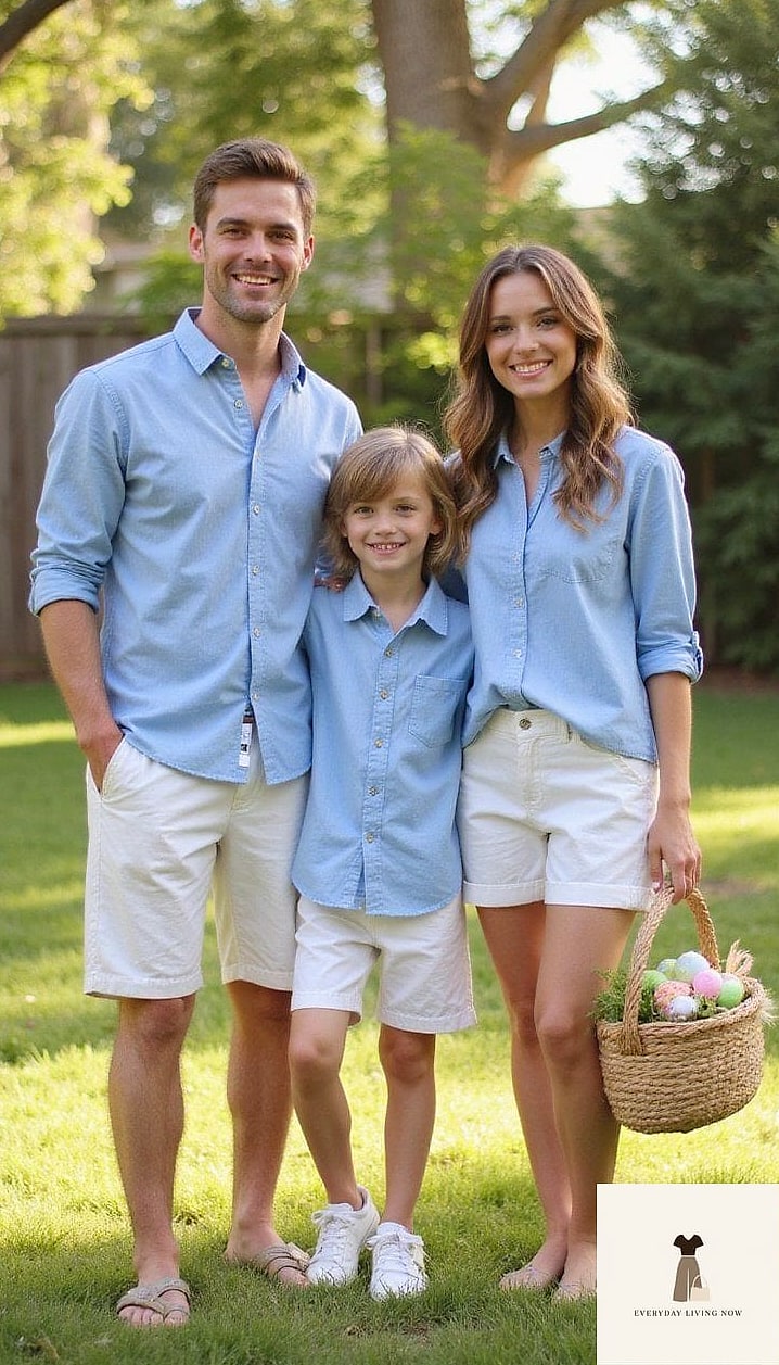 27 Easter Outfit That Will Transform Your Look 15 Chambray Shirt and White Denim