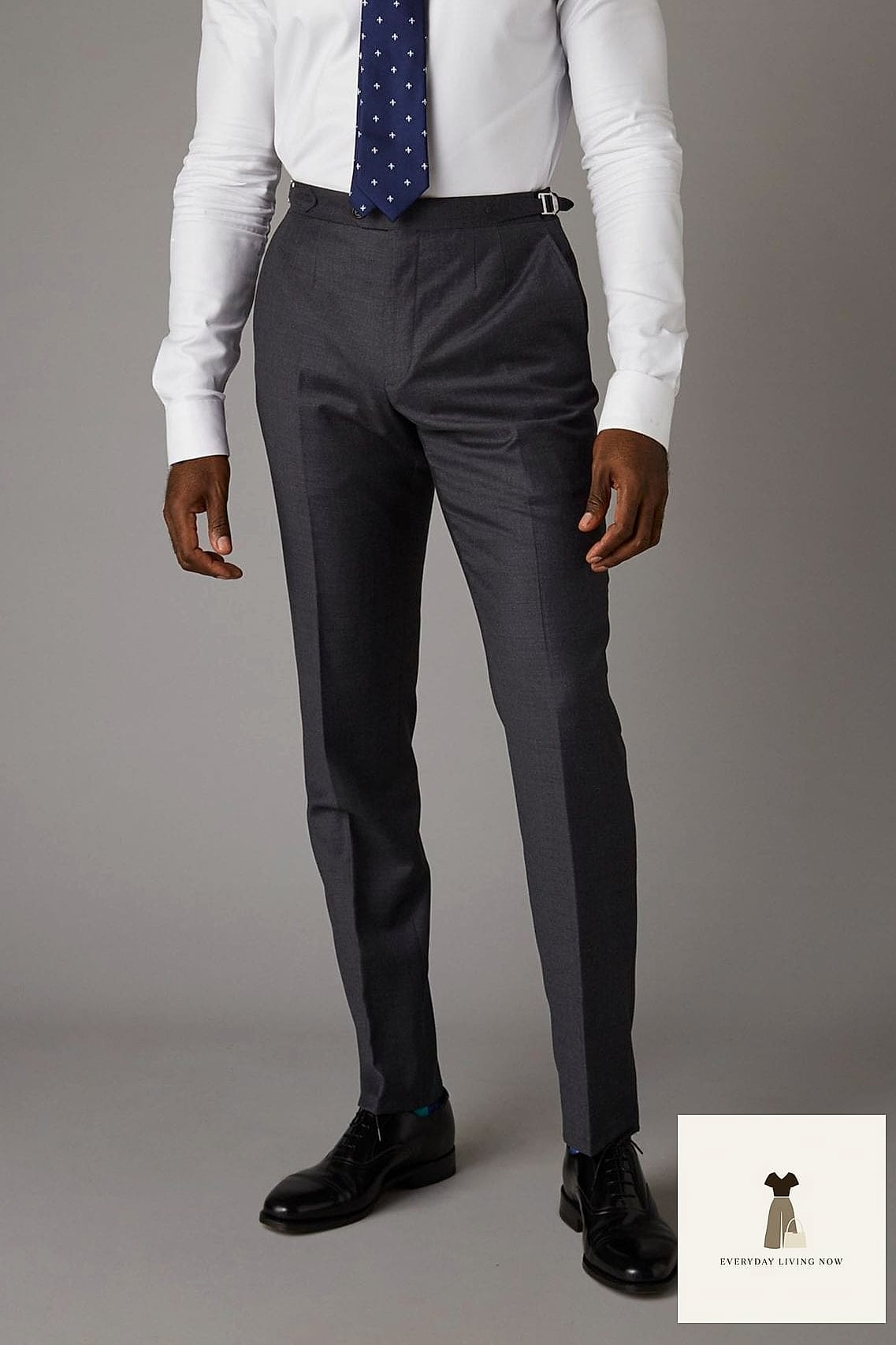 21 Grey Pants Outfit That Are Absolutely Stunning 2 Charcoal Grey Trousers with a Crisp White Button-Down