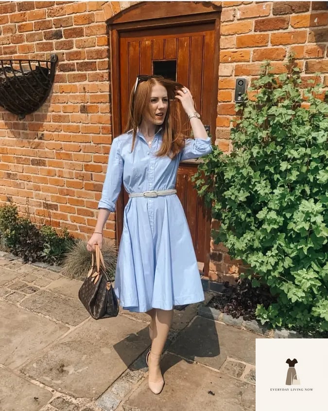 Charming Blue Shirt Dress Ensemble