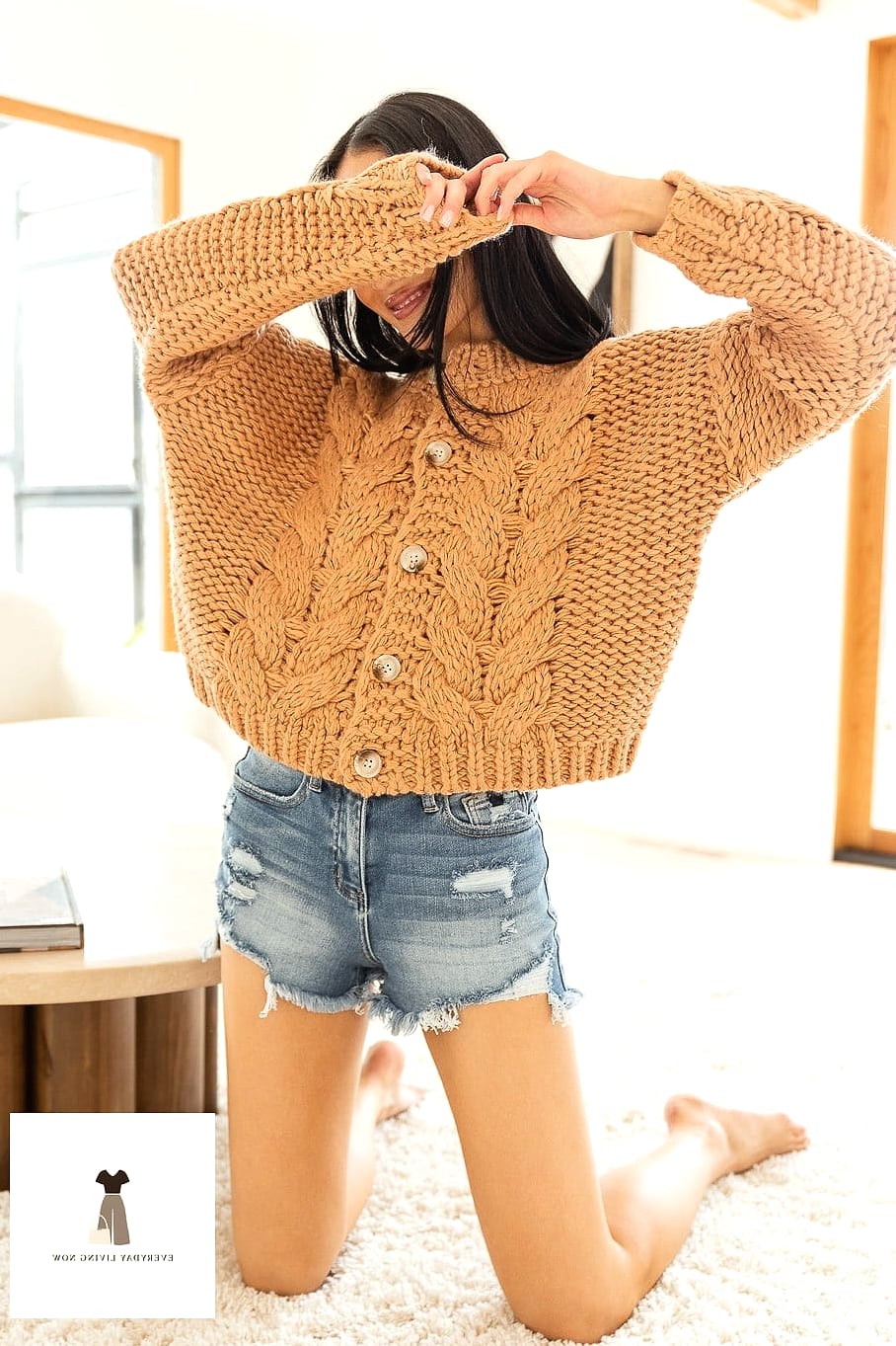 Chunky Knit Sweater With Flare Jeans