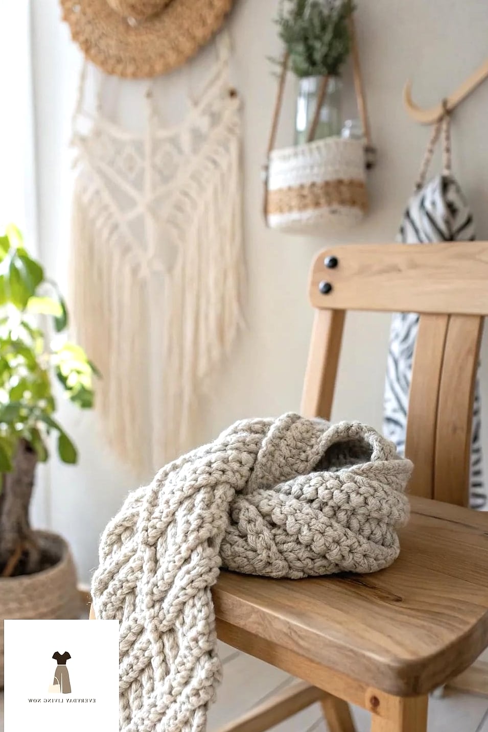 Chunky Knit Poncho Over Leggings