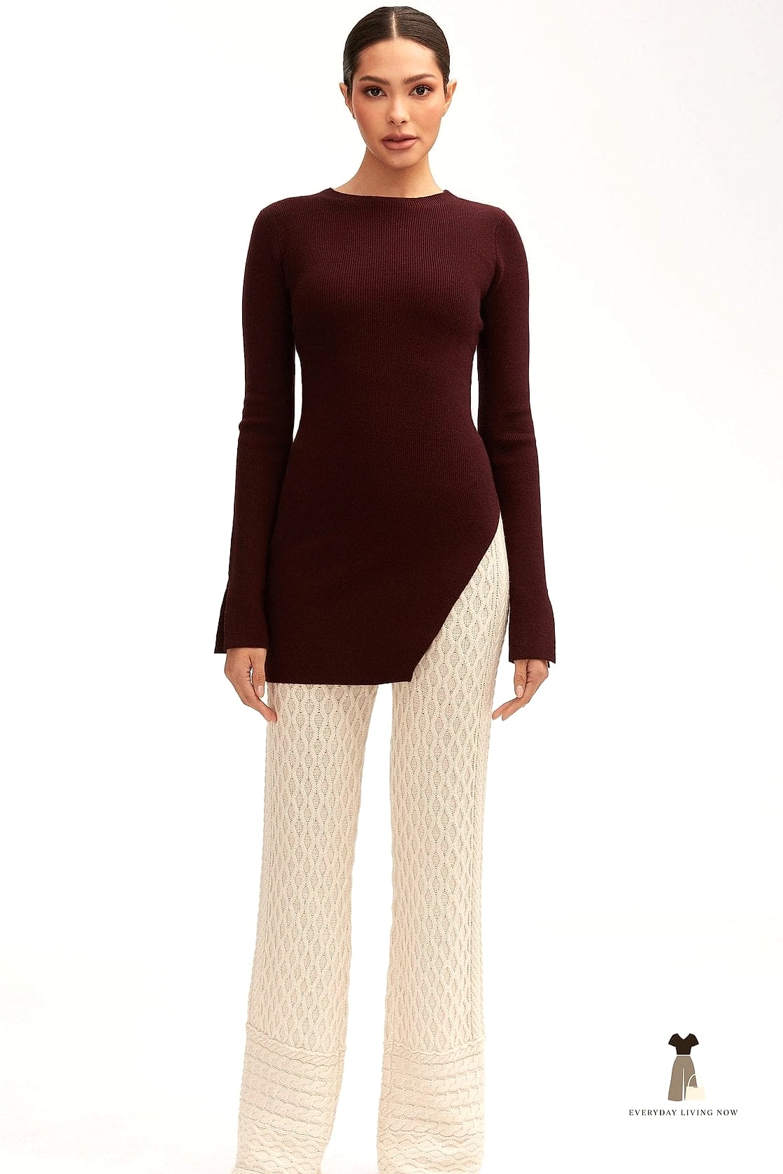 Chunky Knit Sweater and Straight-Leg Denim
