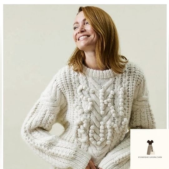 Chunky Knit Sweater Over Base Layer for Lodge Days