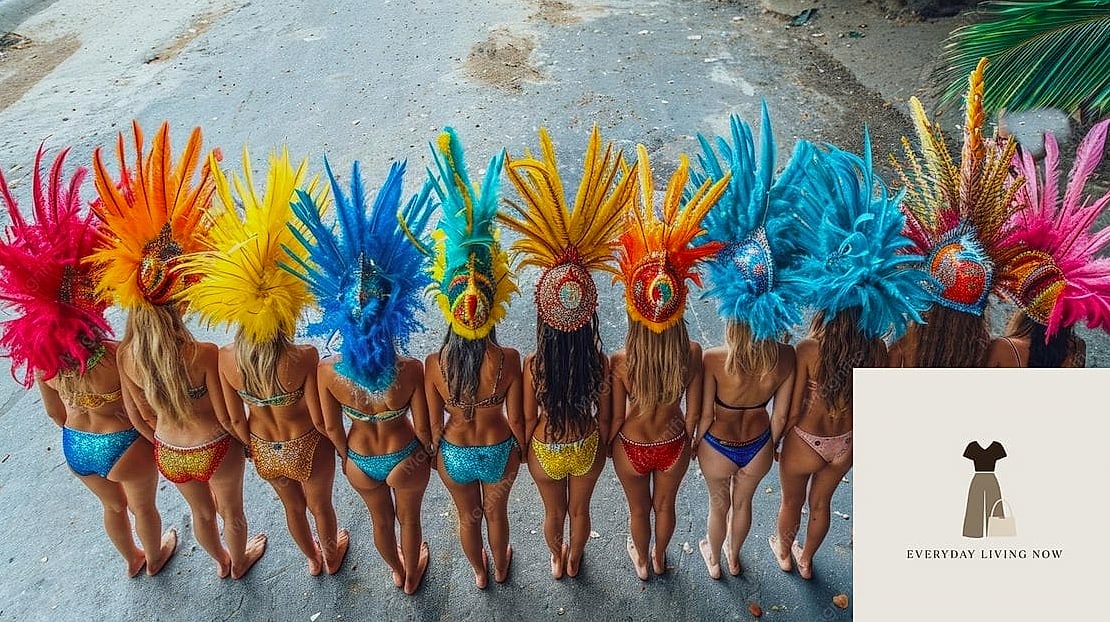 22 Carnival Outfit That Are Trending Right Now 2 The Classic Feathered Bikini Set