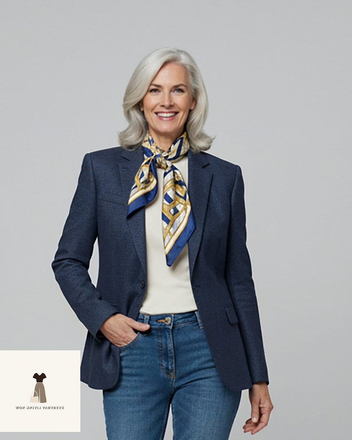 30 Scarf Outfit That Are Dreamy and So Inspiring 2 The Classic Silk Scarf and Blazer Combo