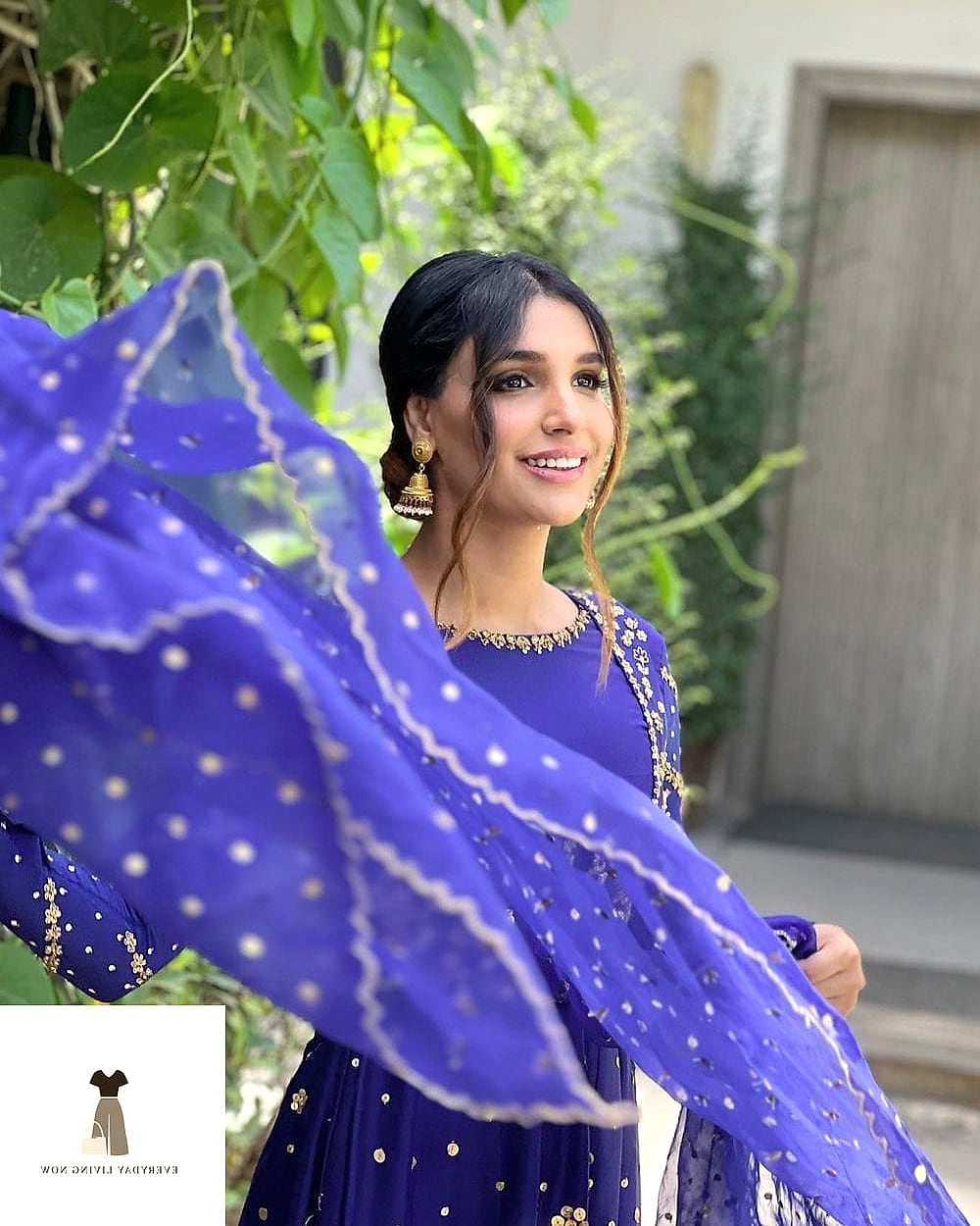Cobalt Blue Abaya With Statement Sleeves