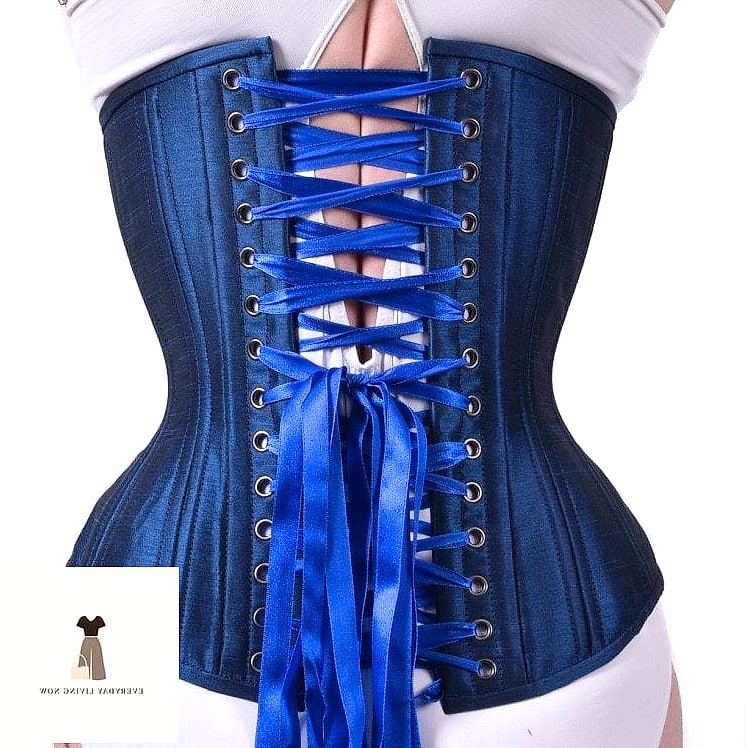 30 Blue Outfit That Are Trending Right Now 8 Cobalt Corset Top with Straight-Leg Jeans