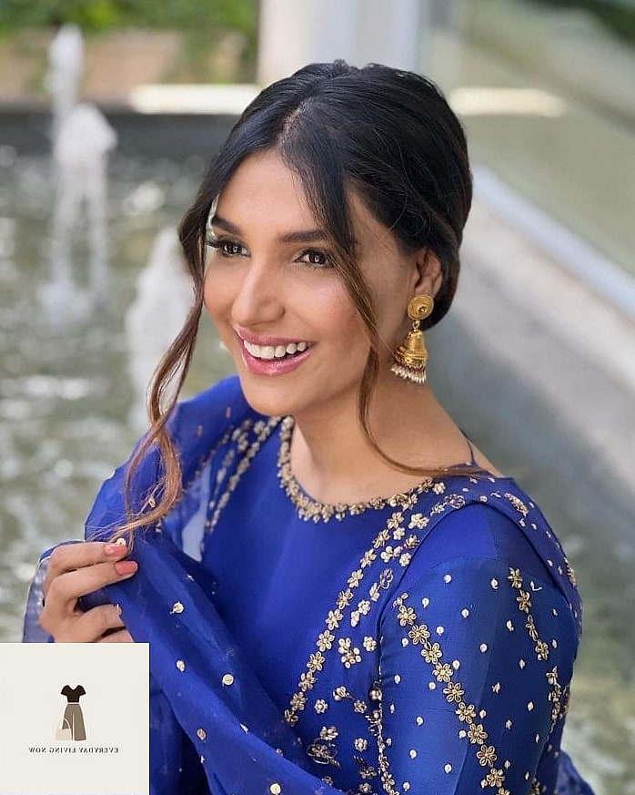 Cobalt and Gold Layered Lehenga