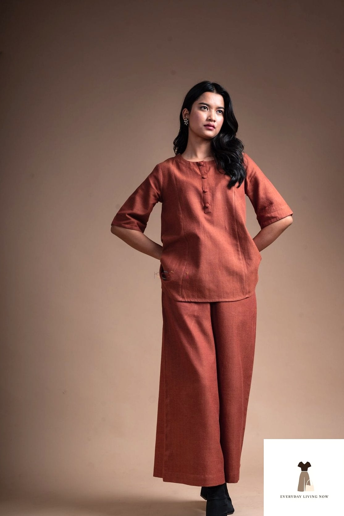 Corduroy Set with Statement Layered Necklaces