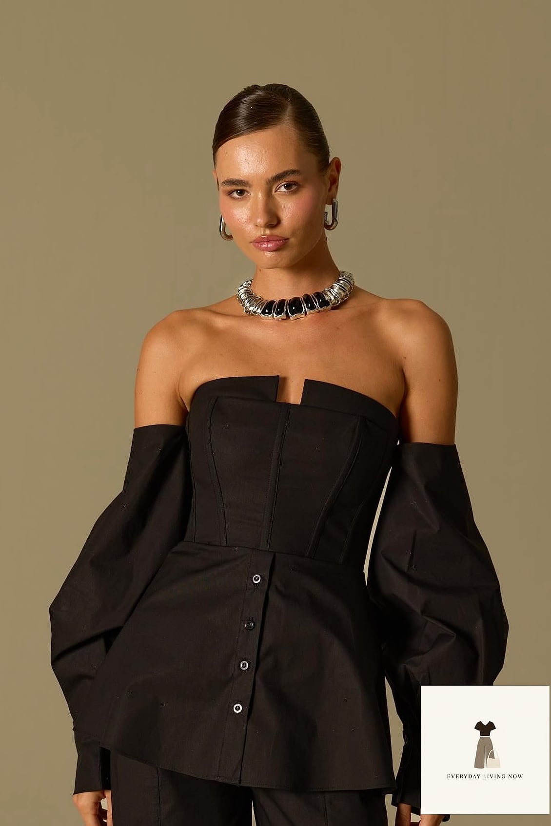 23 Black Shirt Outfit Worth Bookmarking Right Now 8 Corset-Style Black Top for Date Night