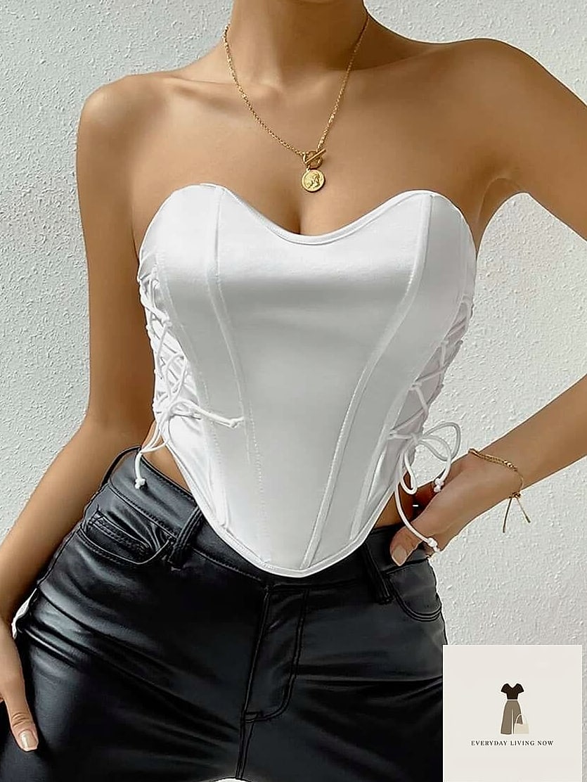 Corset Tube Top With a Denim Mini Skirt