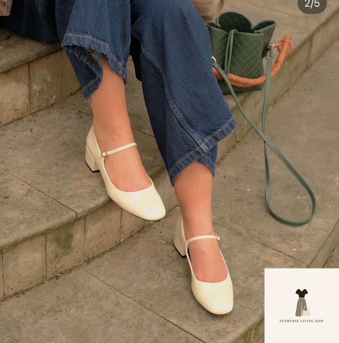 Cream Mary Janes with Denim