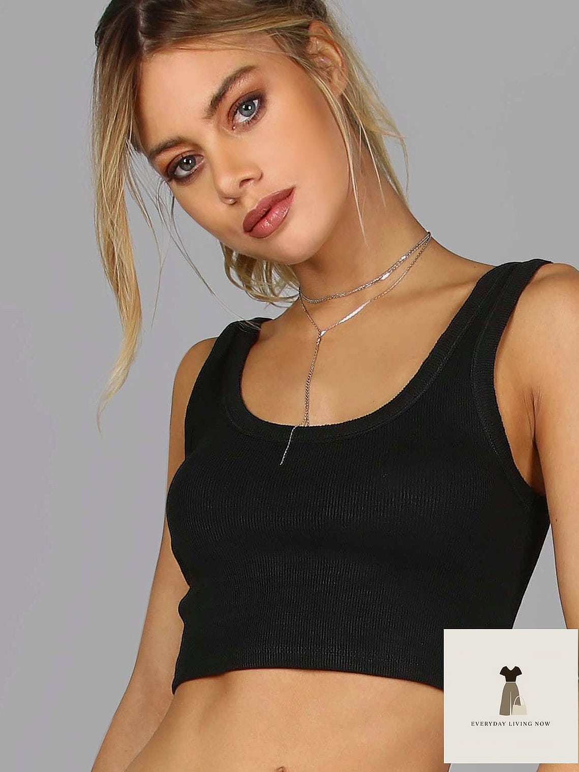 23 Black Shirt Outfit Worth Bookmarking Right Now 10 Cropped Black Tank with High-Waisted Trousers