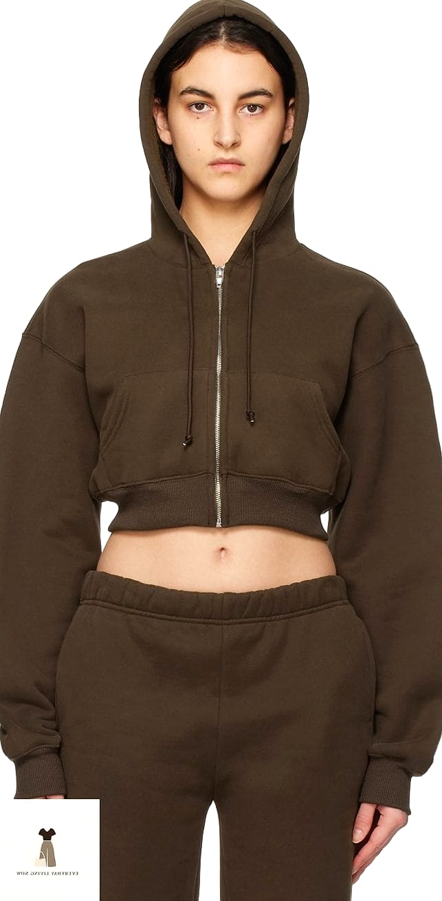 Cropped Brown Hoodie and Biker Shorts