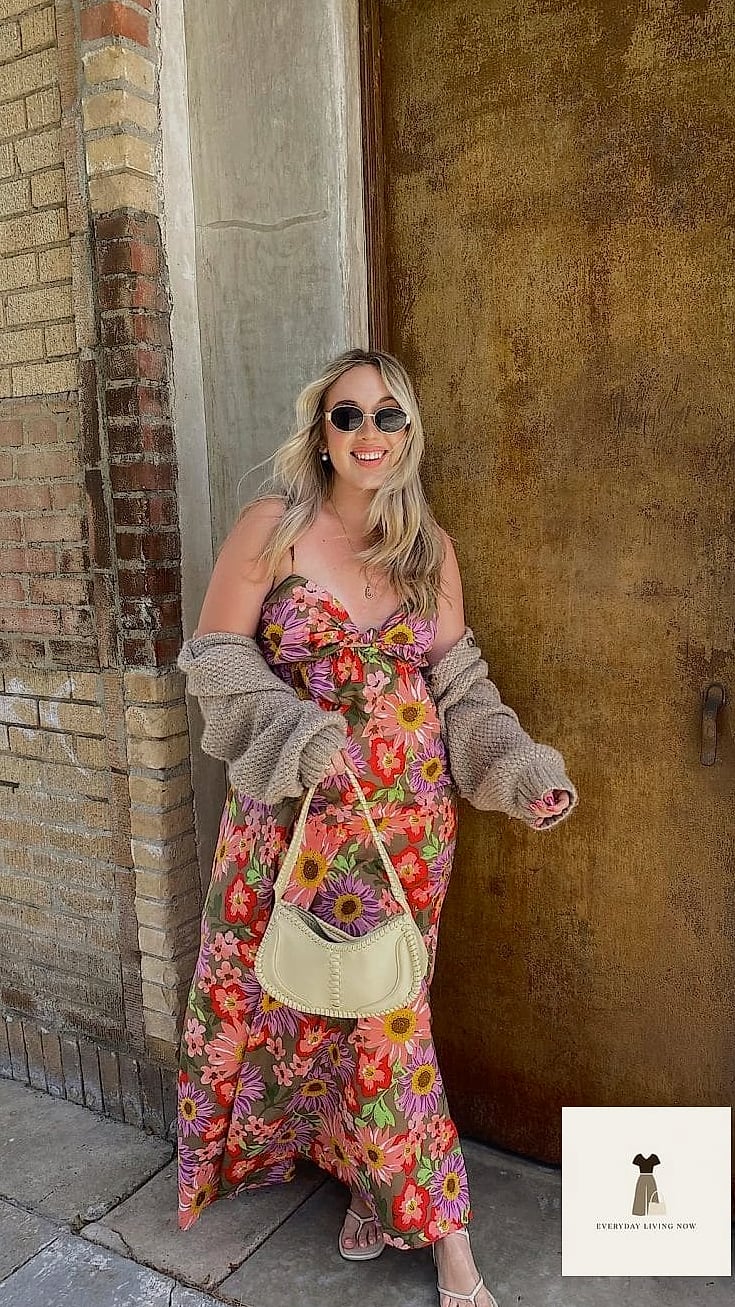 27 Easter Outfit That Will Transform Your Look 9 Cropped Cardigan and Flowy Skirt