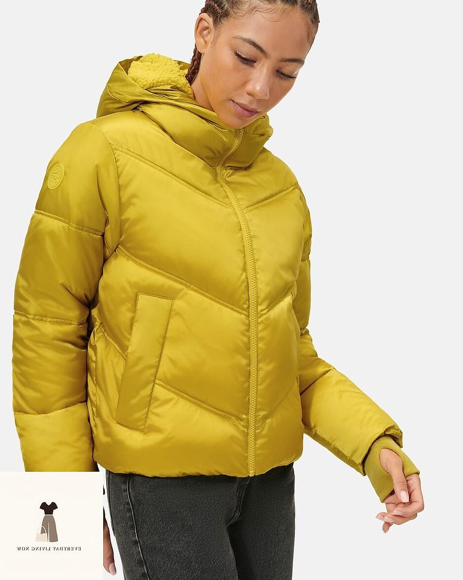 Cropped Puffer Vest Over a Turtleneck